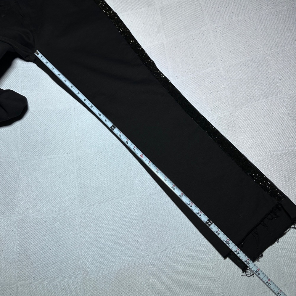 NEW FRAME Le High Straight Jeans Womens 28 Glitter Velour Stripe Raw Hem Black - Picture 14 of 15